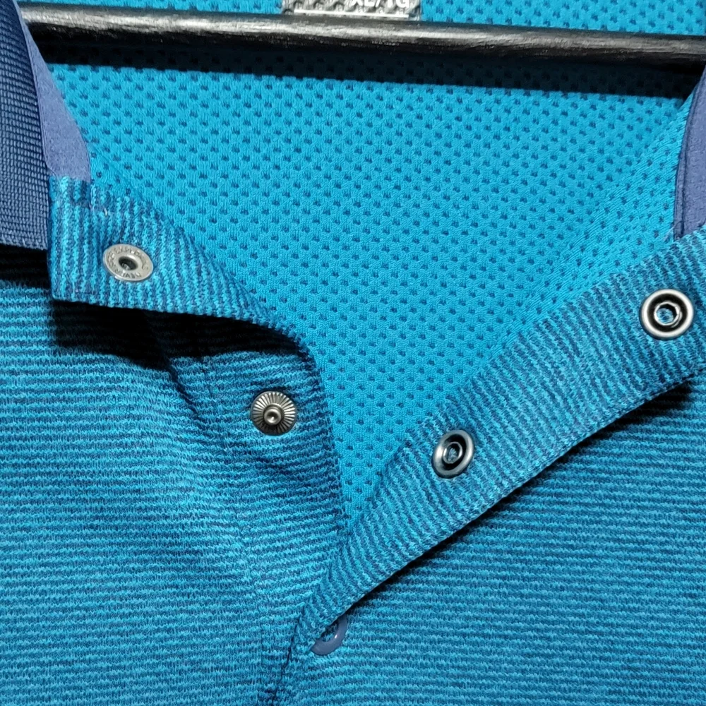 The North Face Short Sleeve Polo‎ Shirt Flash Dry Blue Striped Men's XL. #787